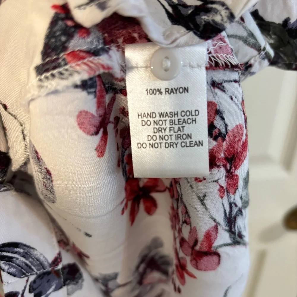 Lulus Floral Shirt Dress Large White Red Belted Fit Flare Mini Dress